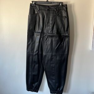 Zara Vegan Leather wide leg joggers